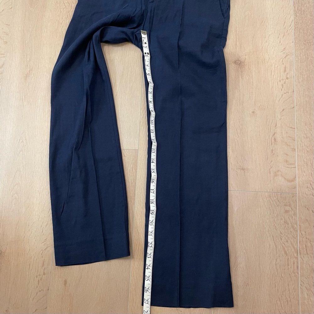 ANTHROPOLOGIE ELEVENSES Navy Blue Linen Wide Leg Trouser - Picture 12 of 12